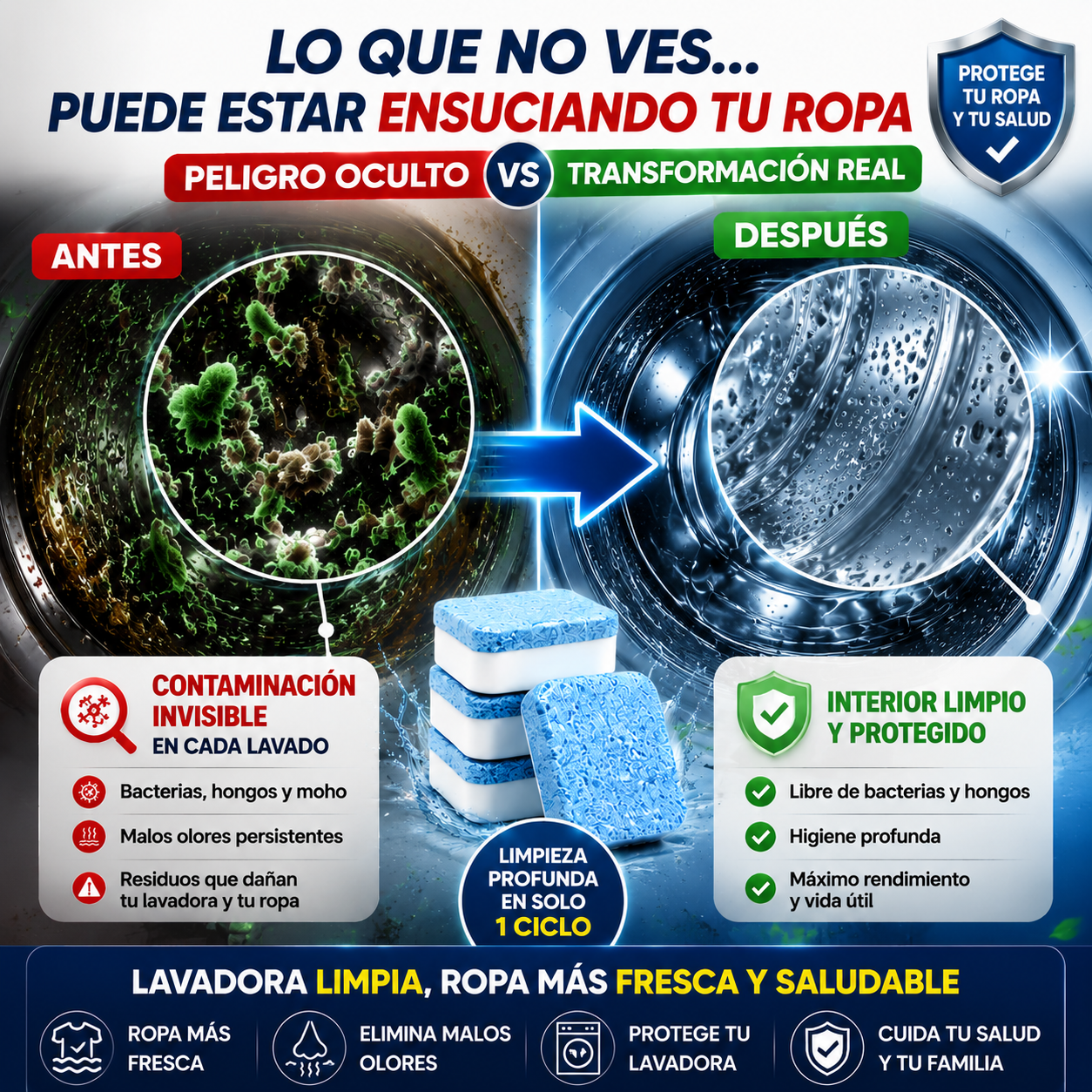 Pastillas Limpia Lavadora (Pack X12) 💠 - Tecnología Premium Importada Garantizada 🛡️