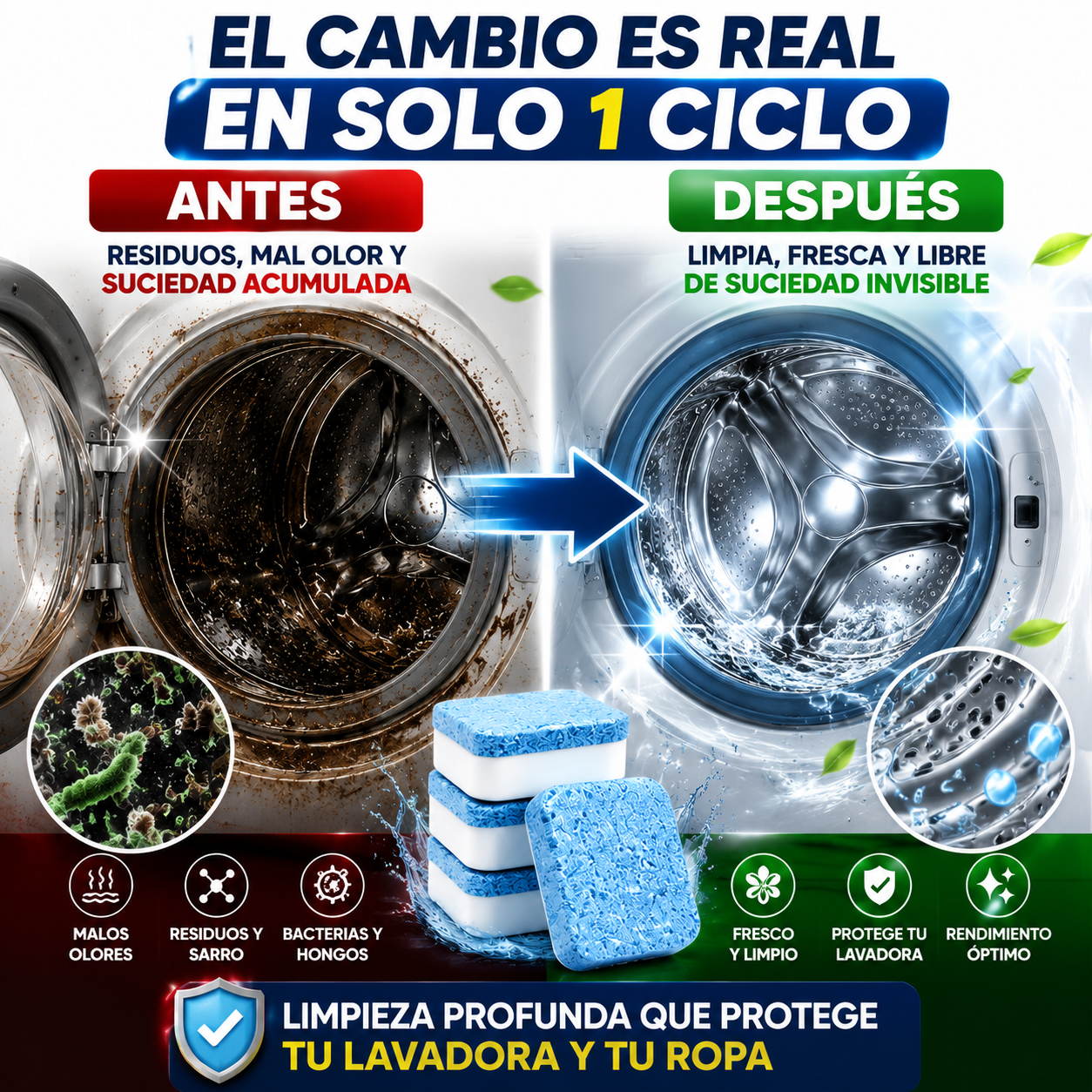 Pastillas Limpia Lavadora (Pack X12) 💠 - Tecnología Premium Importada Garantizada 🛡️