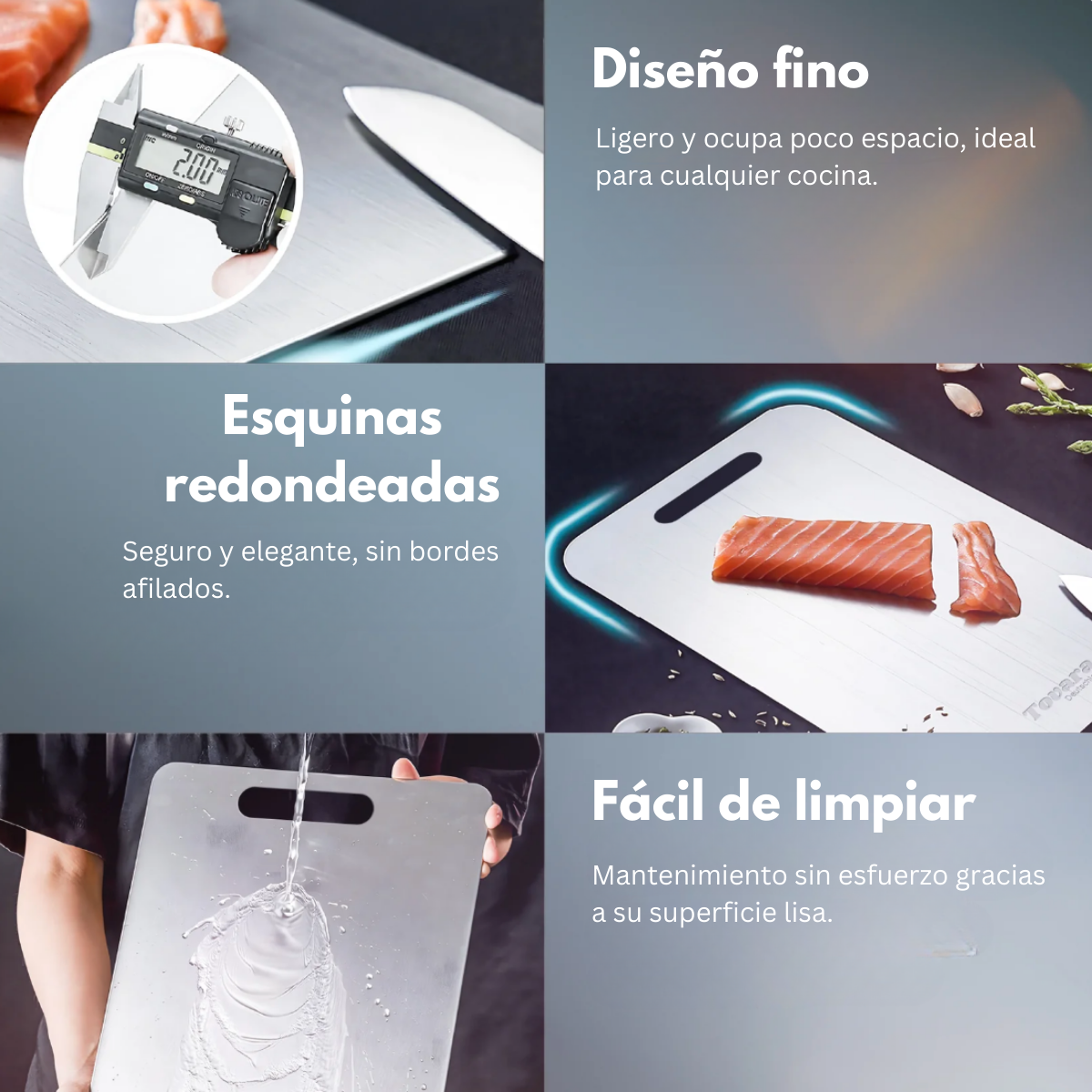 TitanBoard Pro™  La tabla de acero inoxidable 304 que reemplaza el plástico y la madera: Corta sin olores, residuos ni microplásticos