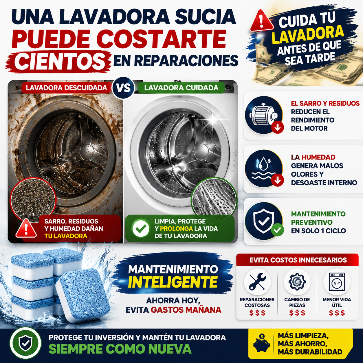 Pastillas Limpia Lavadora (Pack X12) 💠 - Tecnología Premium Importada Garantizada 🛡️