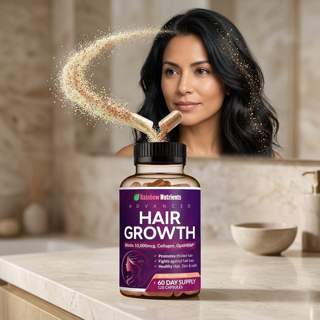 Hair Growth Advanced® Tratamiento Anti Caída y Crecimiento La Fórmula Completa para Mujeres 3 en 1: Biotina + Colágeno + OptiMSM®