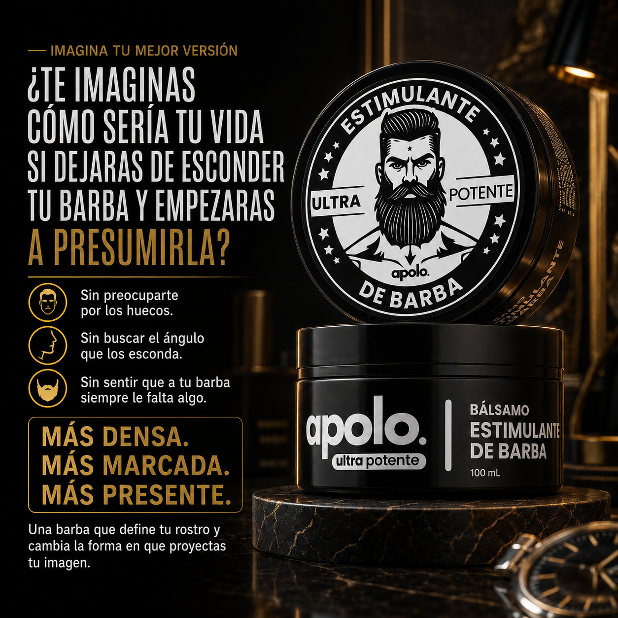 Apolo Ultra Potente™ | Fórmula Intensiva con Minoxidil 20% para una Barba Más Densa y Uniforme