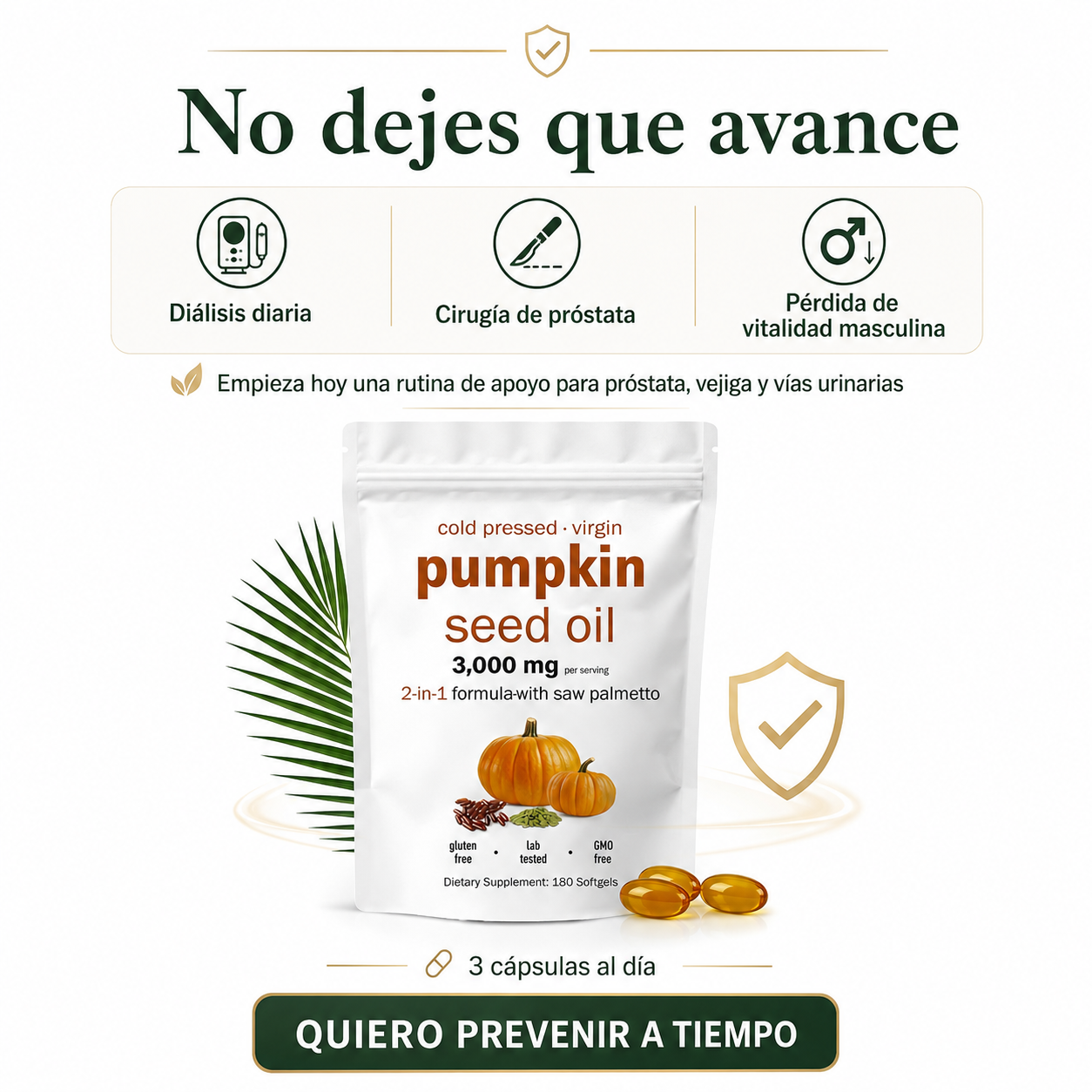 ProstaFlow™ Advanced Fórmula Natural 2 en 1 para Apoyar la Próstata, Mejorar el Flujo Urinario y la Comodidad Masculina
