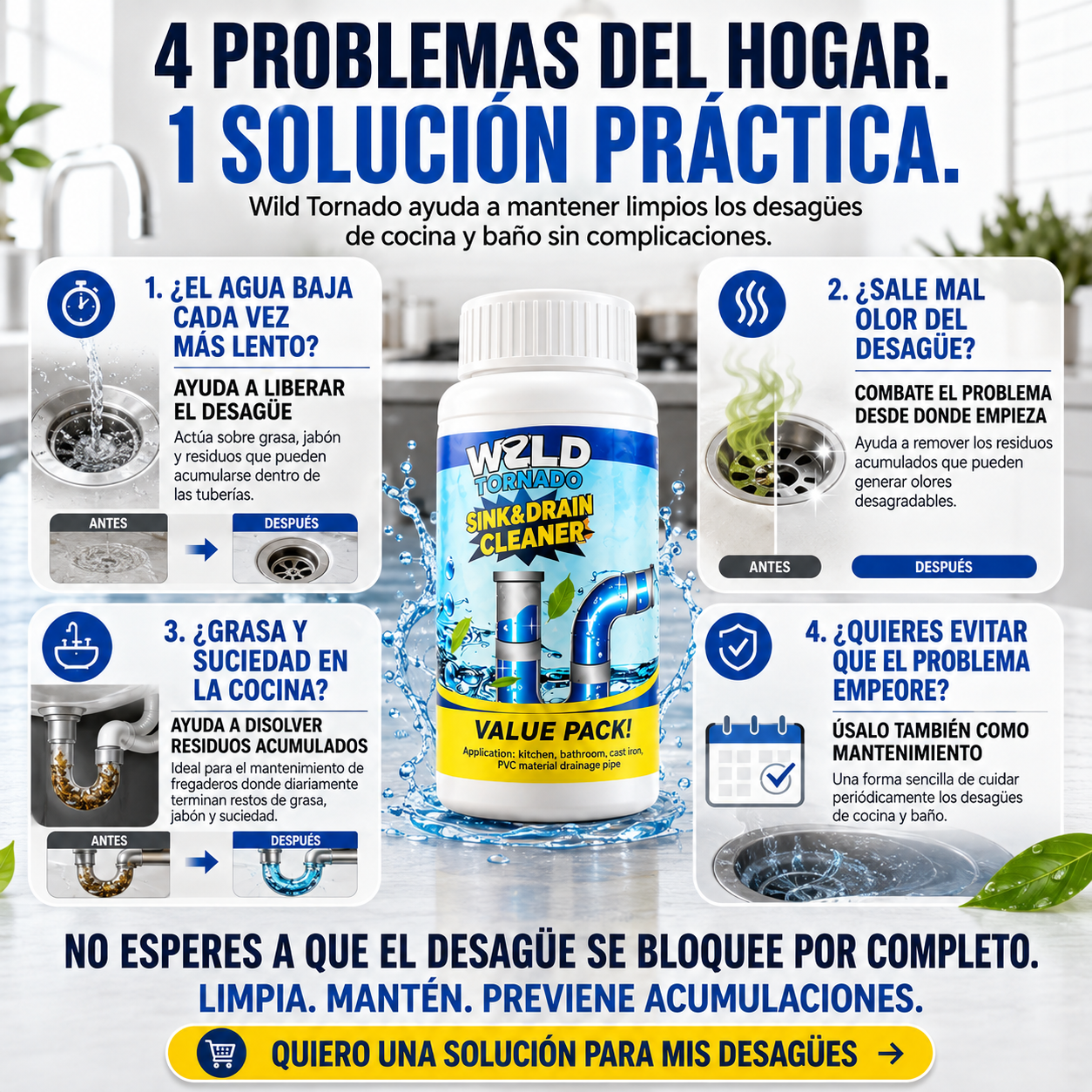 Wild Tornado™ Destapador y Limpiador de Cañerías