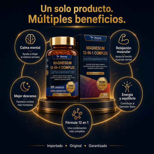 Magnesium Complex: El magnesio más potente del mercado 12 en 1 Importado, Garantizado, Original: Lo que tu cuerpo necesita para Calmar el Estrés y Asegurar el Descanso