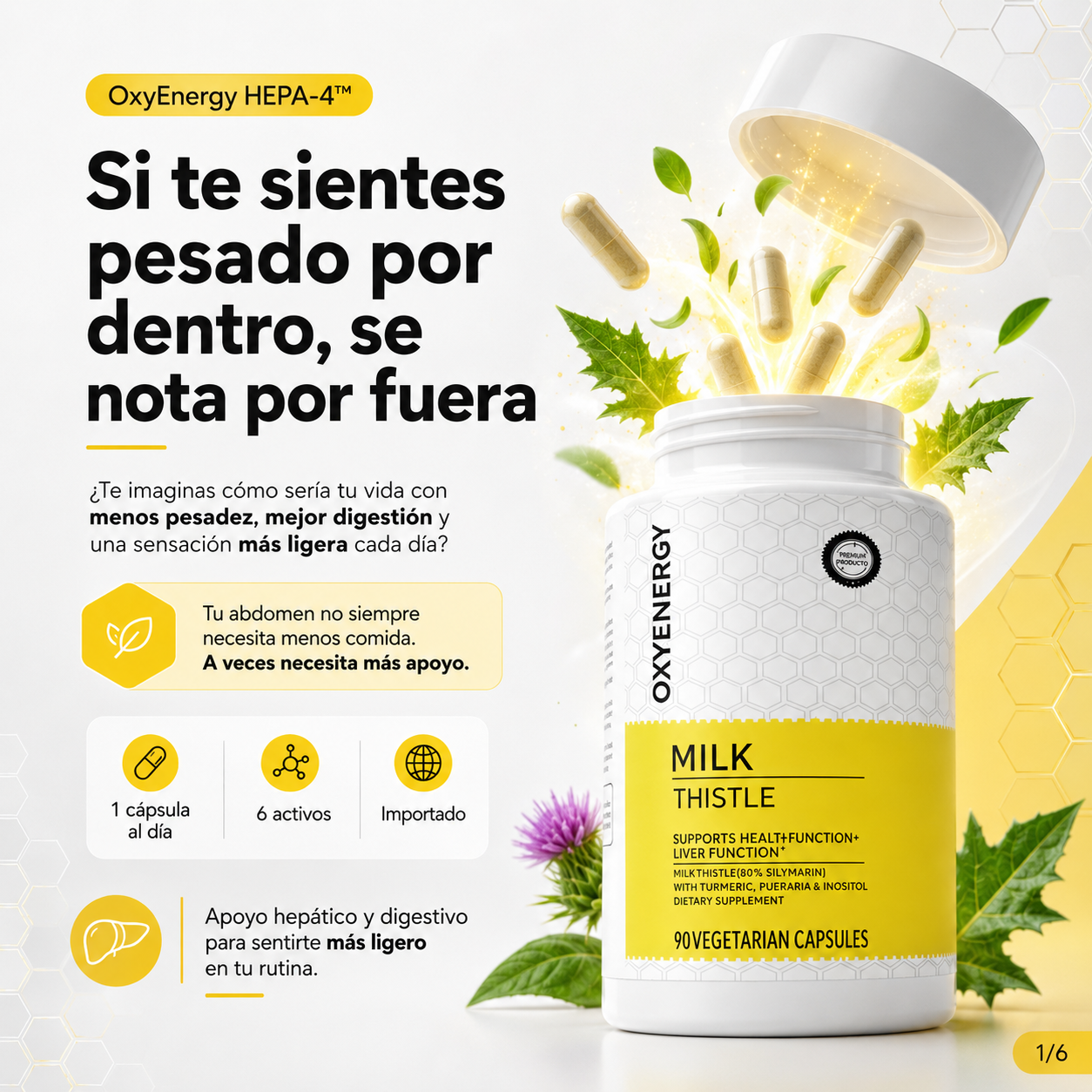 OxyEnergy HEPA-4™: Fórmula Hepática 6 Activos Importado. Limpieza Intestinal y Hepática para desintoxicar el cuerpo