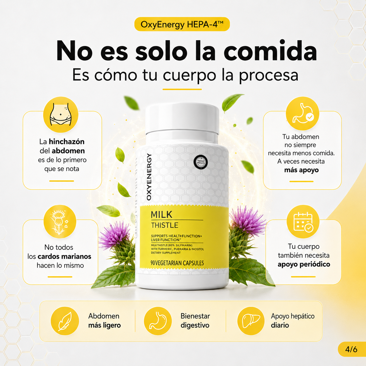 OxyEnergy HEPA-4™: Fórmula Hepática 6 Activos Importado. Limpieza Intestinal y Hepática para desintoxicar el cuerpo