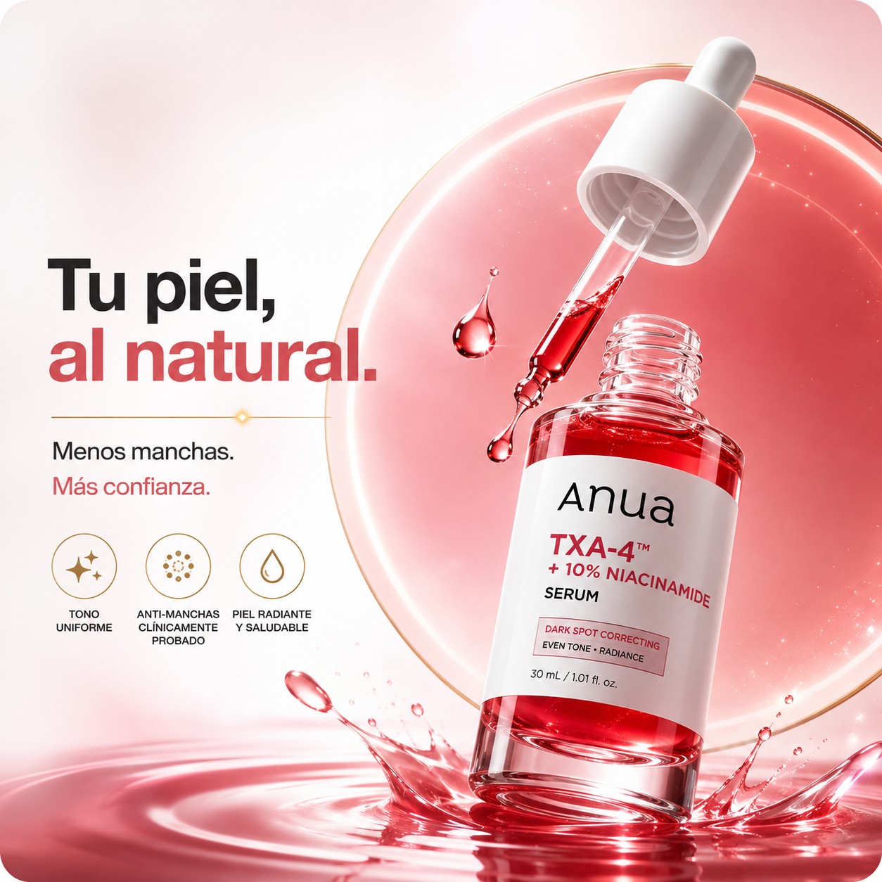 Serum Anua TXA-4™ + 10 Niacinamida: Bálsamo Coreano: Reduce la Apariencia de Manchas y Corrige el Tono Desigual de la piel