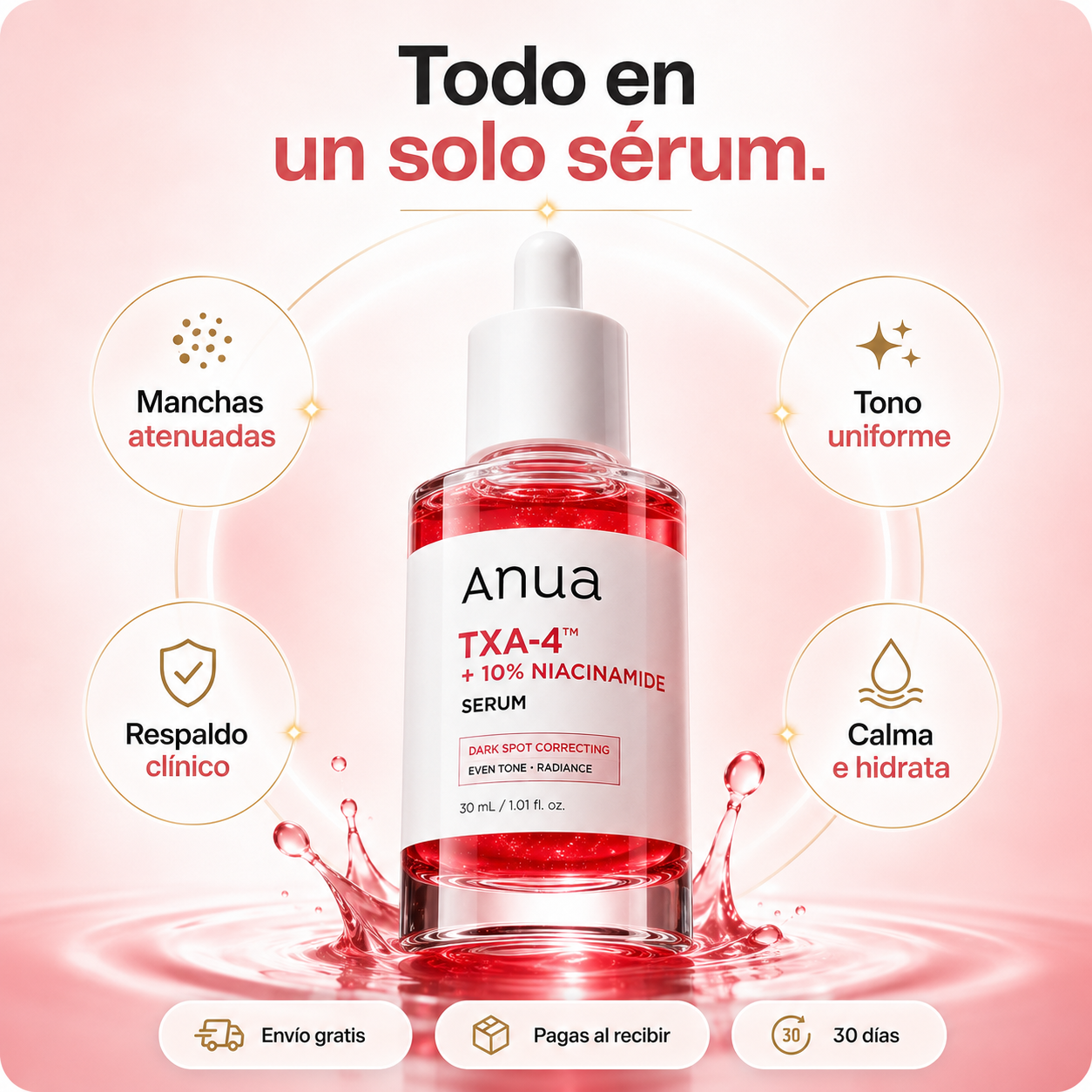 Serum Anua TXA-4™ + 10 Niacinamida: Bálsamo Coreano: Reduce la Apariencia de Manchas y Corrige el Tono Desigual de la piel