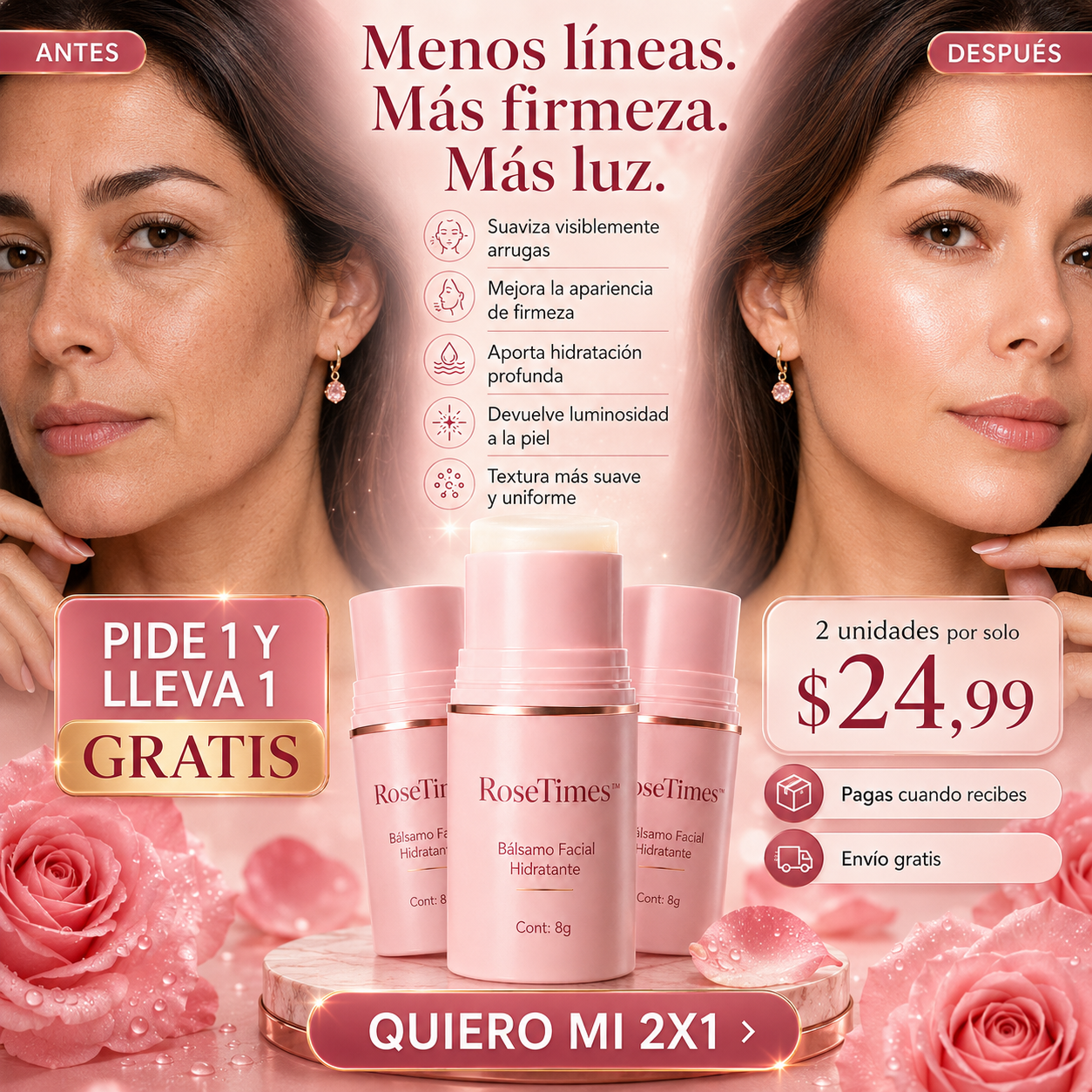 RoseTimes™ Bálsamo Coreano Rejuvenecedor 5 en 1 (Arrugas + firmeza + hidratación + luminosidad + textura)