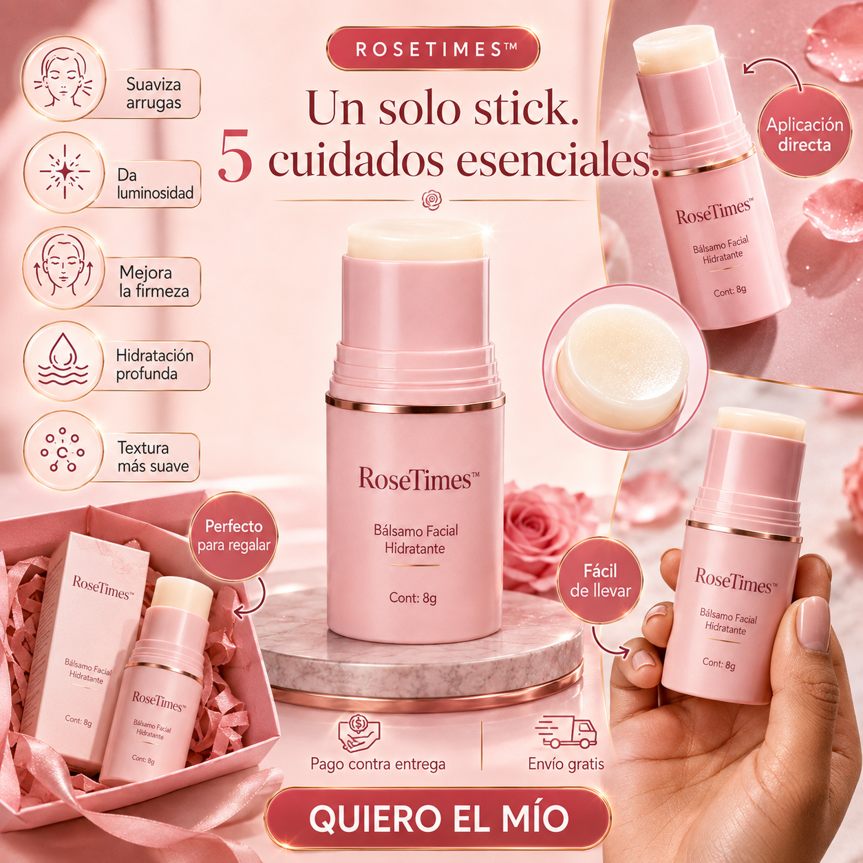 RoseTimes™ Bálsamo Coreano Rejuvenecedor 5 en 1 (Arrugas + firmeza + hidratación + luminosidad + textura)