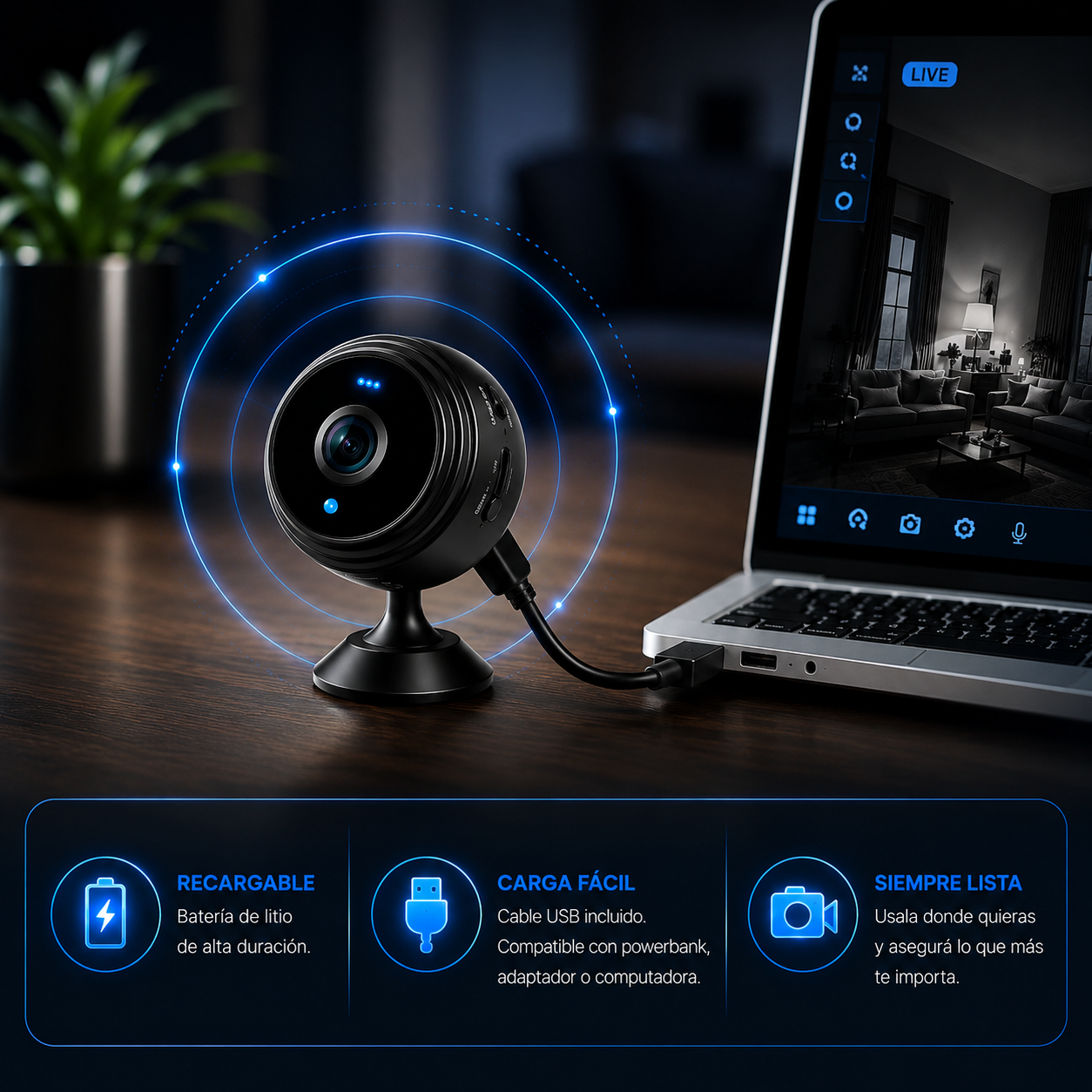 A9 VigilaPro™ – Seguridad Discreta Wi-Fi | Mini Cámara HD Magnética con Monitoreo en Vivo y MicroSD hasta 128GB (