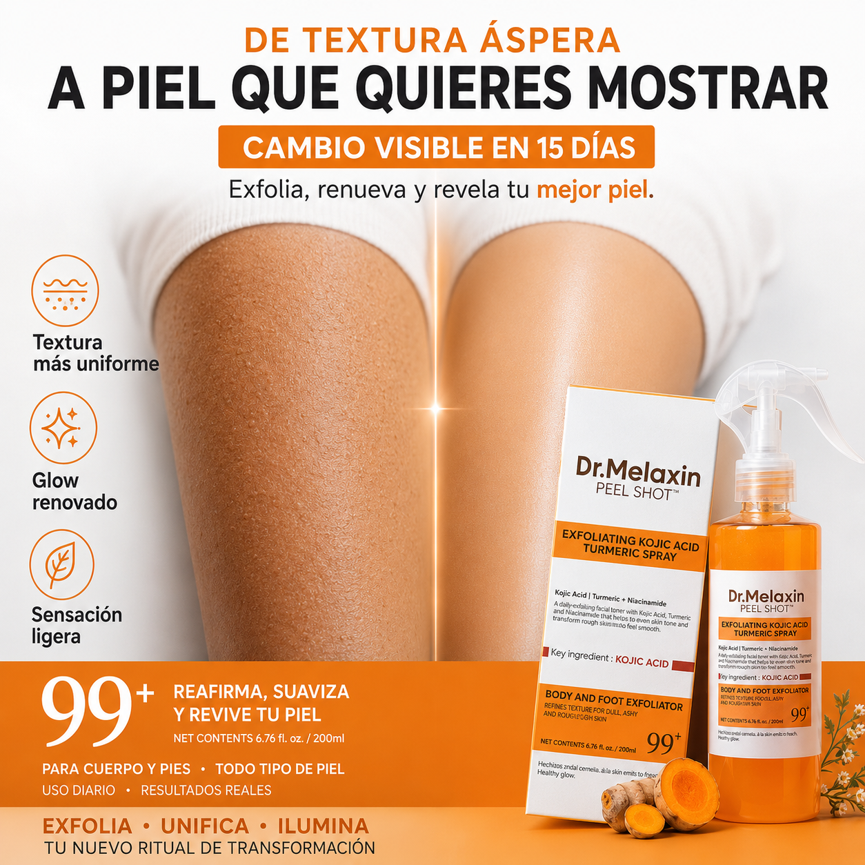 Dr. Melaxin Peel Shot™ Tecnología Coreana de Renovación de Textura para Transformar la Apariencia de una Piel Áspera y Opaca