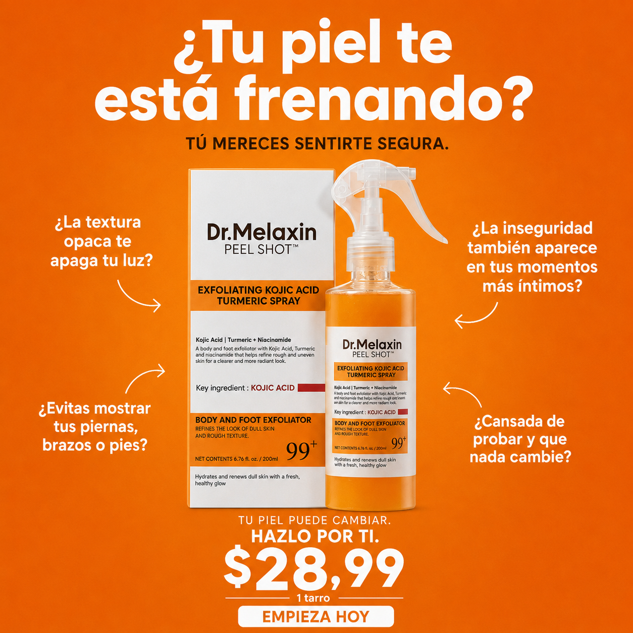Dr. Melaxin Peel Shot™ Tecnología Coreana de Renovación de Textura para Transformar la Apariencia de una Piel Áspera y Opaca