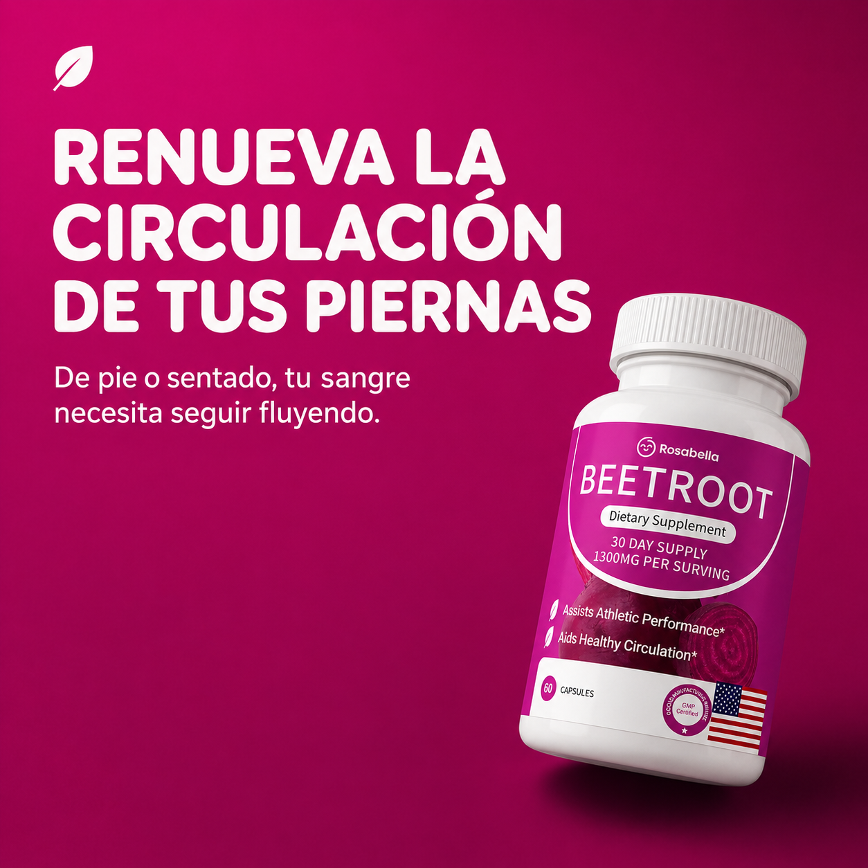 Rosabella Beetroot™ — Fórmula Circulatoria Avanzada e Intensiva para Piernas Pesadas en Turnos de Pie 8+ Horas o Sentado (Apoya la Función del Corazón y el Flujo Arterial Saludable) Recupera el flujo que perdiste por el sedentarismo y los excesos