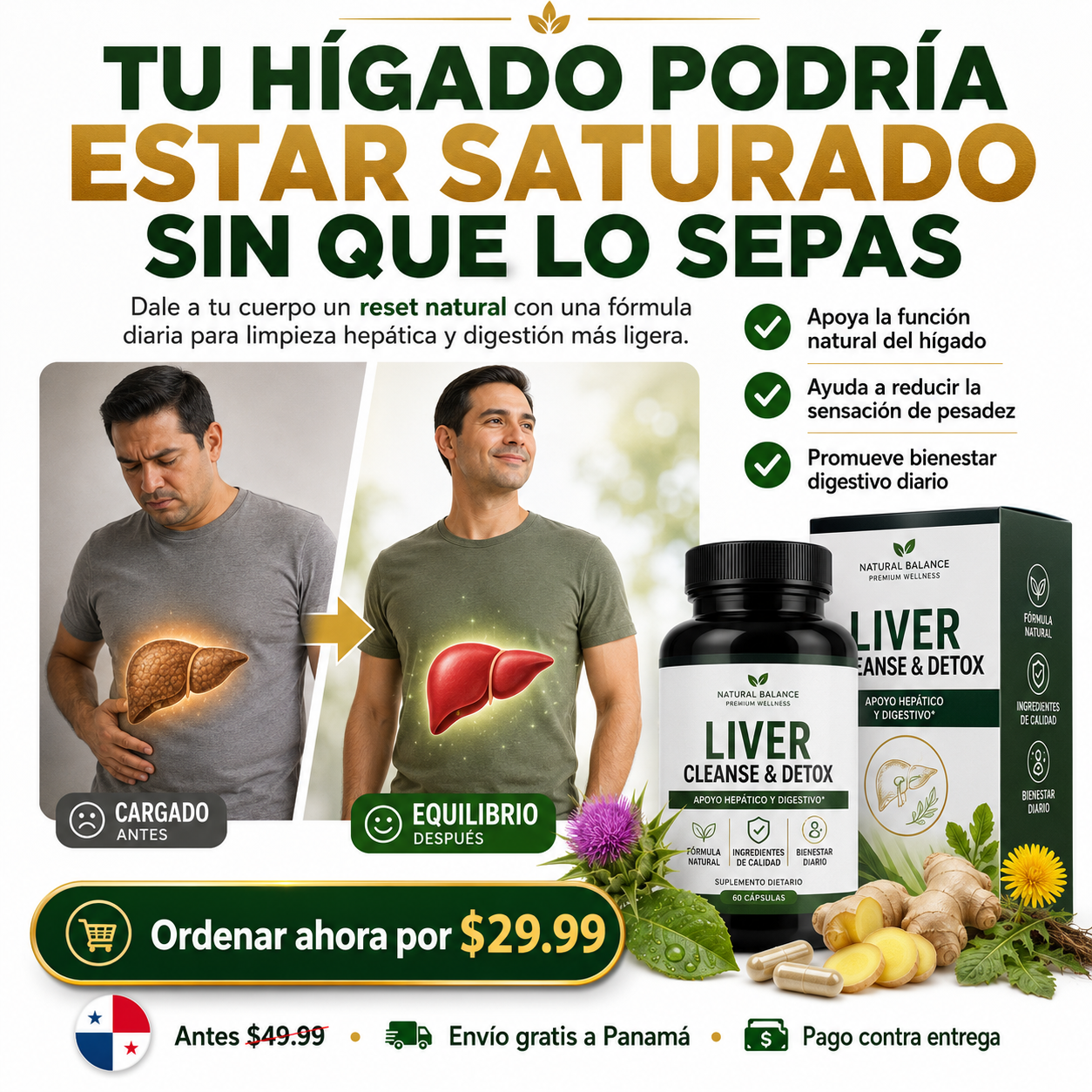Detox Limpieza y Protección Hepática® - Liver 70 Cápsulas Importado Garantizado