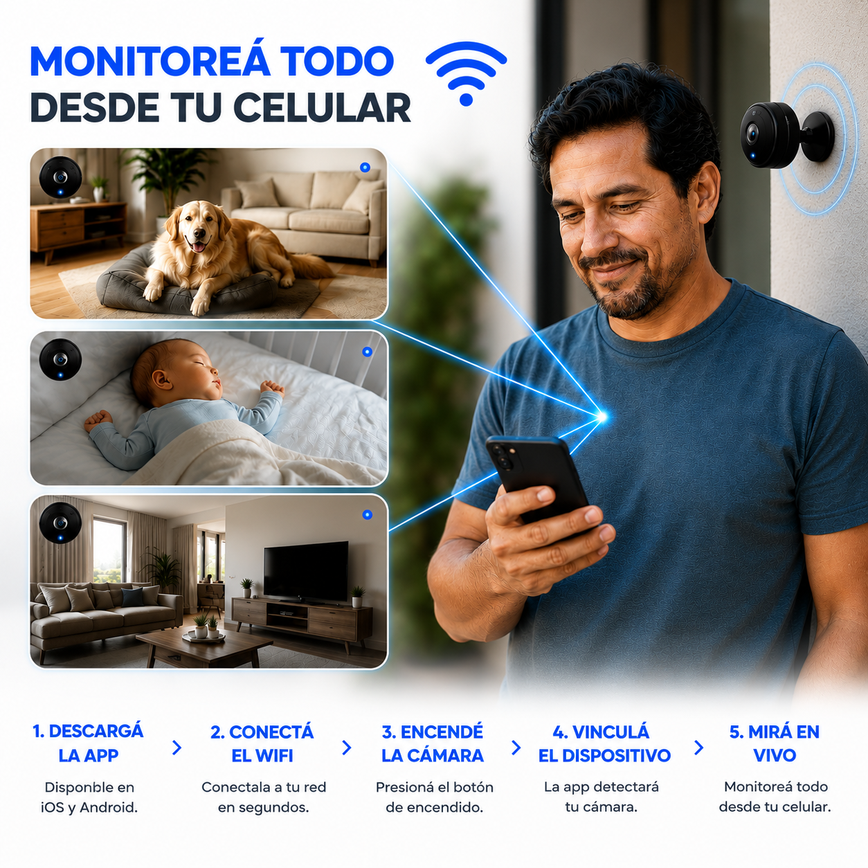 A9 VigilaPro™ – Seguridad Discreta Wi-Fi | Mini Cámara HD Magnética con Monitoreo en Vivo y MicroSD hasta 128GB (